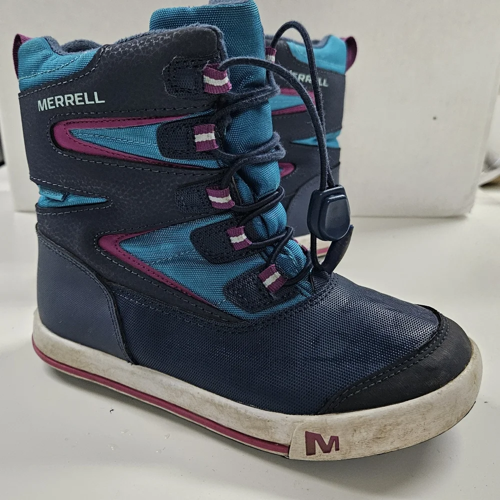 Merrell Snow Bank 3.0 Kids Waterproof Boot Size 1 Unisex Blue Purple